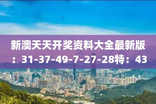 新澳天天開獎資料大全最新版：31-37-49-7-27-28特：43