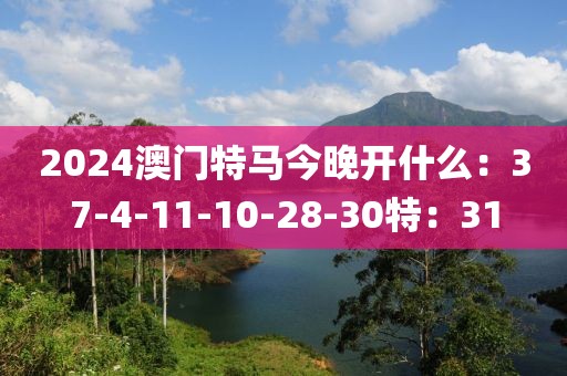 2024澳門特馬今晚開(kāi)什么：37-4-11-10-28-30特：31