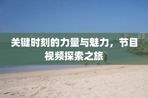 關(guān)鍵時(shí)刻的力量與魅力，節(jié)目視頻探索之旅